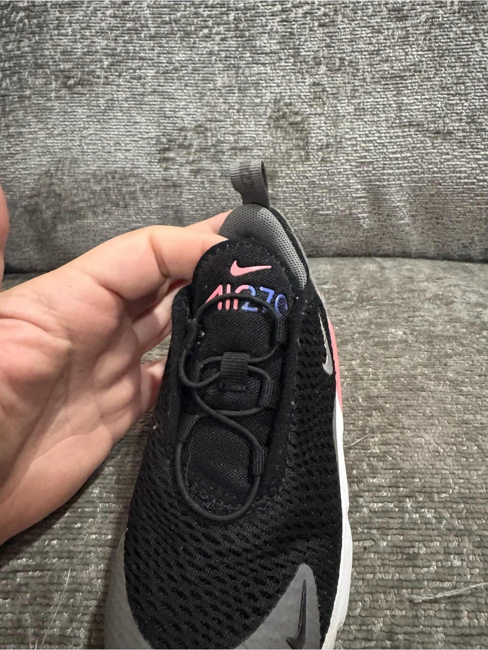 Nike Air Max 270 GS Black Gray Pink Training Sneakers Size 9C
